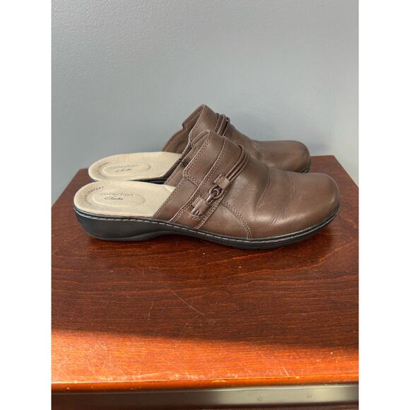 Women’s Clark’s dark brown slip on mules - Picture 3 of 9